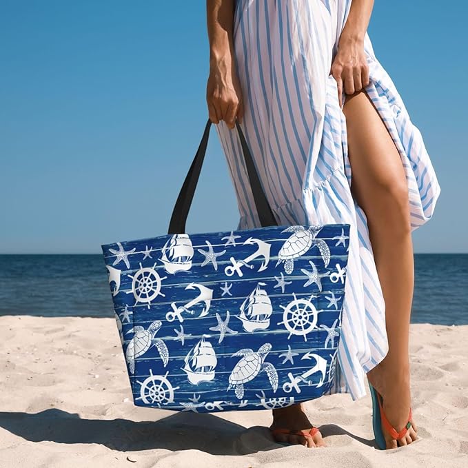 Beach Bag Tote Bags Waterproof Sandproof for Women Large Beach Tote Bag Foldable with Pockets for Weekend Vacation