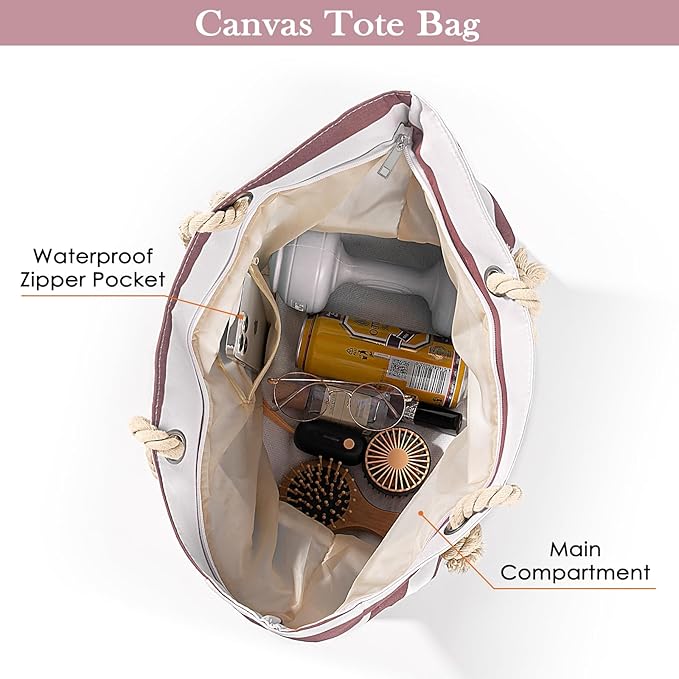Pleneal Beach Bags For Women - Large Beach Bags with Zipper Waterproof Sandproof Swim Pool Beach Bag