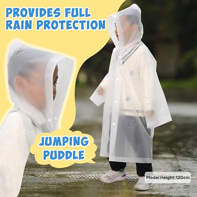ANYOO Kids Rain Poncho with Hood Lightweight Emergency Raincoat Reusable Boys and Girls Rain Jacket for Disney Travel Outdoor