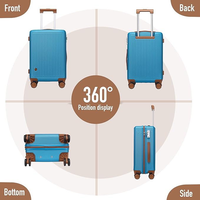 Carry on Luggage with Spinner Wheels, 22x14x9 Airline Approved Carry-on Suitcase, Small Hardside Luggage with TSA Lock,Hard Shell Suitcase,Hard Case for Travel (Blue, 20-Inch)