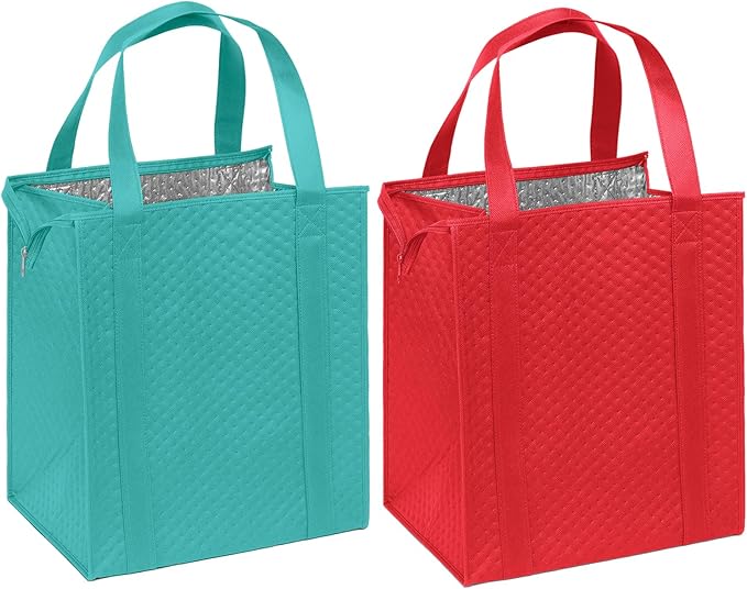 Mediz Hannah Direct Large Capacity Heavy Duty Insulated Smart Shopping Bag - Strong Reusable Grocery Tote 2 Pack