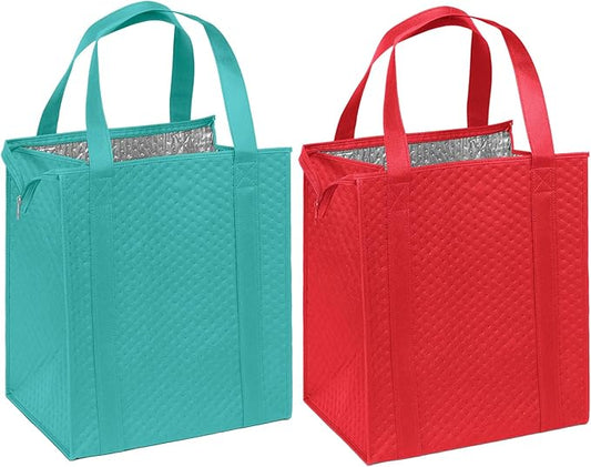 Mediz Hannah Direct Large Capacity Heavy Duty Insulated Smart Shopping Bag - Strong Reusable Grocery Tote 2 Pack