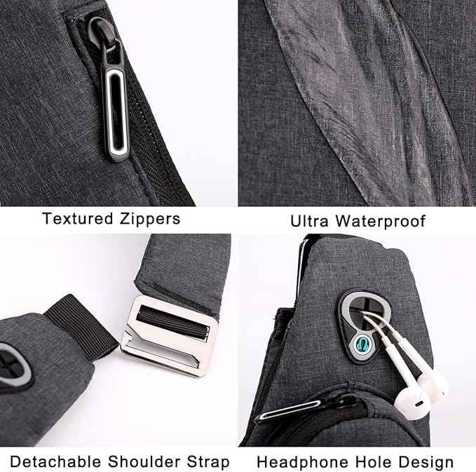 Sling Bag Small Waterproof Shoulder Backpack For Travel Hiking Anti-Thief Crossbody Chest Daypack Personal Pocket Bag
