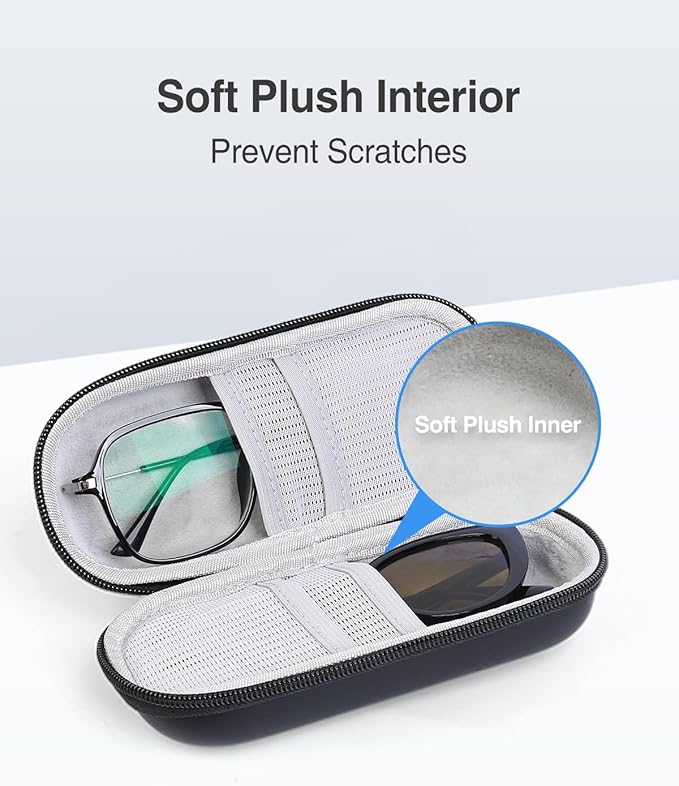 Luxtude Double Glasses Case Hard Shell, Double Eyeglass Case Dual Sunglasses Cases, Travel Sunglasses Organizer for Women Men