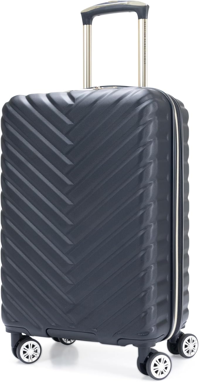 Kenneth Cole REACTION Madison Square Lightweight Hardside Chevron Expandable Spinner Luggage, Black, 2-Piece Set (20" & 28")