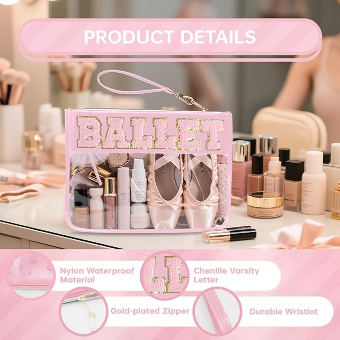 Snack Bags Clear Pouch Travel Makeup Bag Chenille Letter Bags for Zipper Pouch Clear Cosmetic Bag Clearly Tote Bag Makeup Travel Bags for Women
