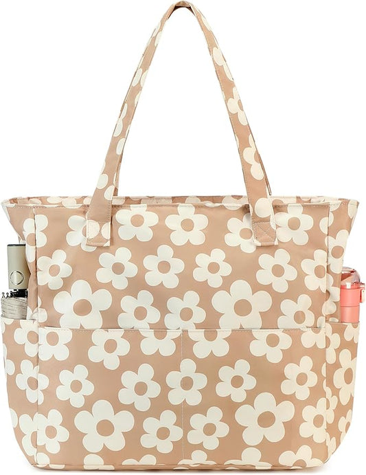 LEDAOU Large Beach Bag Women Waterproof Sandproof Zipper Beach Tote Pool Bag for Swim Gym Grocery Travel with Wet Pocket | Waterproof, Sandproof, Zipper, Pool, Gym, Grocery