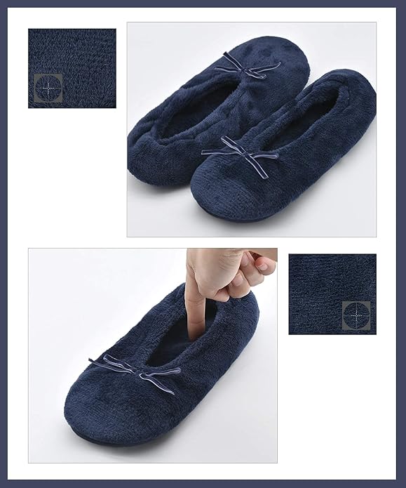 DICUIRD Women's Ballerina Slippers Lightweight House Slippers with Stretchable Heel Design