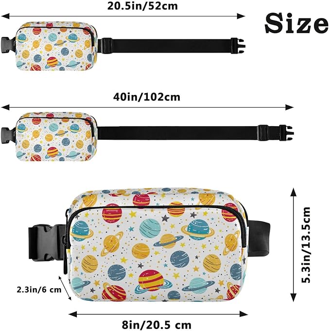 Kawaii Planets Stars Universe Fanny Pack for Women Men Water Resistant Fashion Waist Packs with Adjustable Strap Belt Bag for Travel Workout Jogging Hiking 21219355