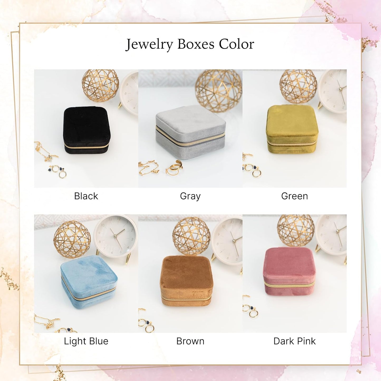 Custom Birth Month Flower Jewelry Box with Name, Plush Velvet Travel Jewelry Case Organizer, Personalized Birth Month Flower, Women's Favorite Things, Gifts For Daughter, Girlfriend, Mom and For Her