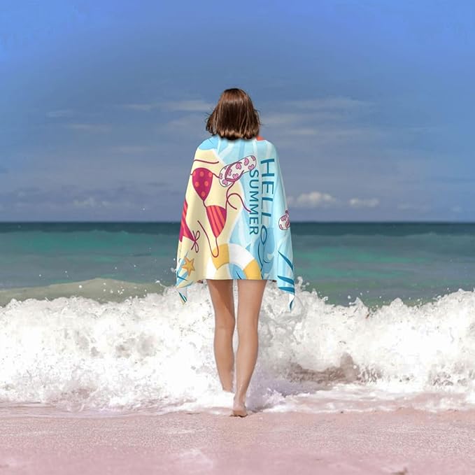 Cute Beach Towel for Women/Adults, Personalized Microfiber Beach Towels Bulk, Quick Dry Beach Towel for Pool, Lightweight Bath Towels Oversized Clearance 30"x 60"