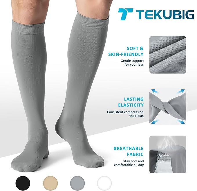 3 Pairs Medical Women Men Compression Socks Knee High 20-30 mmhg Graduated Stocking Support Hose Cute for Running Travel
