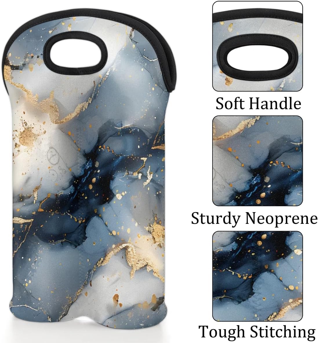 Wine Carrier Tote Personalized Bag for 2 Bottles - Neoprene Wine Bottle Holder with Carry Handle, Wine Protective Bag Insulated Bag Beer Cans Water Bottle Holder for Travel Picnic,Style22