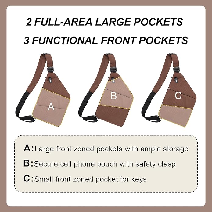 Anti Theft Crossbody Travel Bags Mens Sling Bag Over the Shoulder Bags for Women Gifts for Travelers
