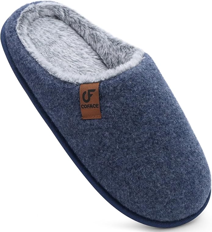 COFACE Mens Cozy Memory Foam Scuff Slippers Casual Slip On Warm House Shoes Indoor/Outdoor Sandal Slippers With Arch Support Rubber Sole Size 7-15