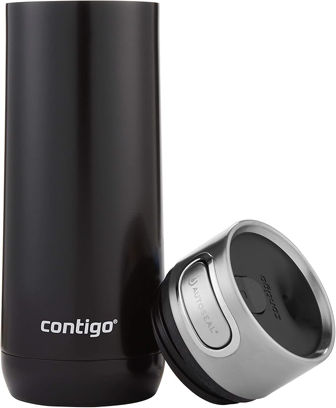 Contigo Luxe AutoSeal 16oz Vacuum-Insulated Stainless Steel Travel Mug, Leak-Proof and Dishwasher Safe, Licorice - Perfect for Hot and Cold Beverages