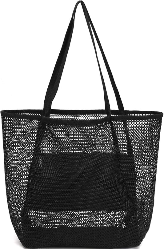 Fammart Mesh Beach Bag for Women, Summer Straw Tote Hobo Pool Bags with Zipper Pocket, Travel Vacation Cruise Essentials 2026