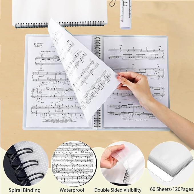 60 Pockets Portfolio Binder with Plastic Sleeves, Presentation Book Display 120 Pages File Folder for Artwork, Sheet Music, Document, Diamond Painting