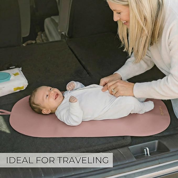 Beautiful Portable Baby Changing Pad - Wipeable and Easy to Clean Diaper Changing Mat - The Perfect Waterproof Vegan Leather Pad for Traveling