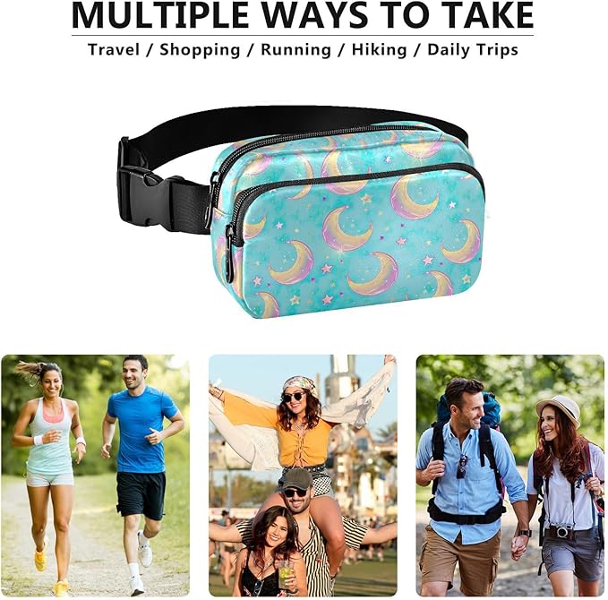 Gradient Moons Star Fanny Pack for Women Men Water Resistant Fashion Waist Packs with Adjustable Strap Belt Bag for Travel Workout Jogging Hiking 21219045