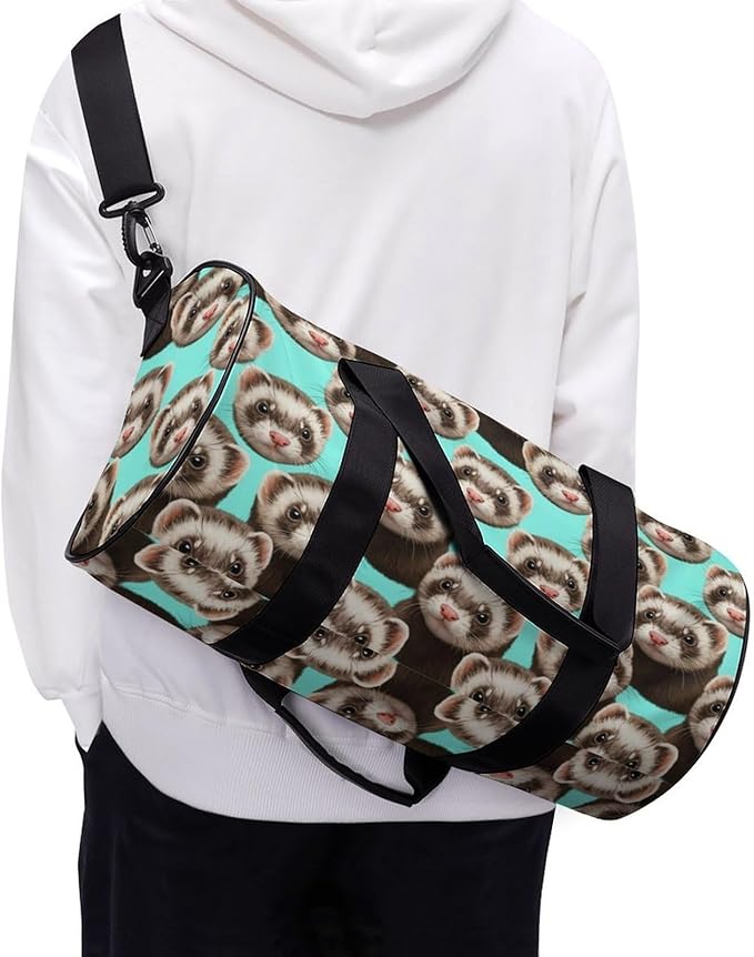 Durable Travel Gym Sports Bag Cute Ferret Workout Lightweight Foldable Overnight Bag Training Workout Bags