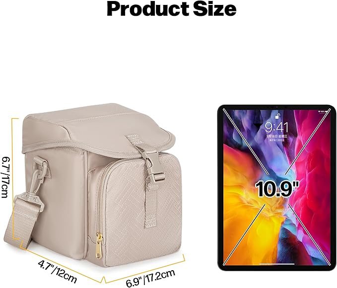 Camera Sling Bag Compatible with Polaroid Now 2nd/3rd Instant Camera, Crossbody Bag with Adjustable Strap, Light Tan