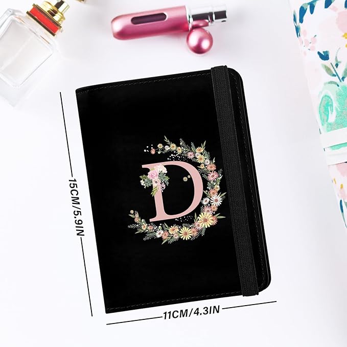 Cute Passport Holder and Holder Combo Passport Cover with RFID Blocking Women Men Compatible Wallet Credit Card Protector（Initial Monogram-D）