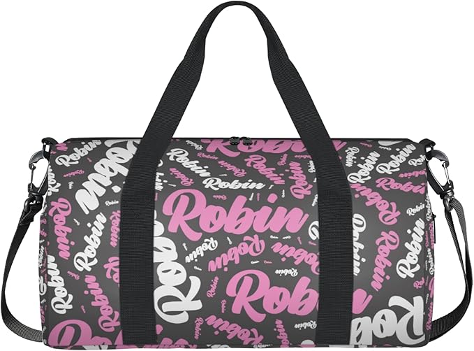 Custom-Dance-Gymnastics-Bag for Girls Personalized Kids Duffle Bag Cheerleader Team Bag for Travel Gym Sport Pink White Gray