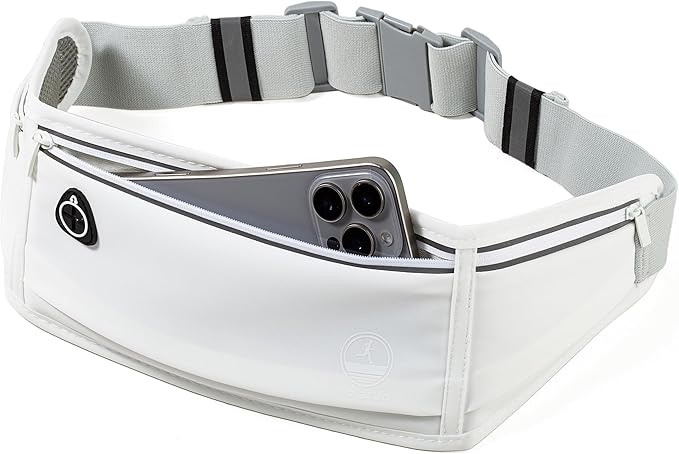 Running Belt Slim Fanny Packs for Women Men, White Waist Pack Bag Phone Holder for Running