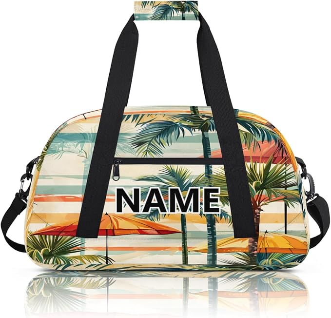 Summer Custom Small Gym Bag 18 inch for Women Men Personalized Summer Themed Carry On Overnight Weekender Bag for Travel Work Dance Sport