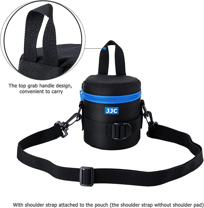 JJC Thick Camera Lens Case Bag for Canon RF-S 18-150mm f/3.5-6.3 IS STM EF 50mm f/1.8 EF-S 18-55mm II Nikon AF 50mm f1.8D AF-S 50 mm f1.8G 18-55mm Fuji XF 23mm 35mm F2 and Lens Size Below 2.95"x3.93"