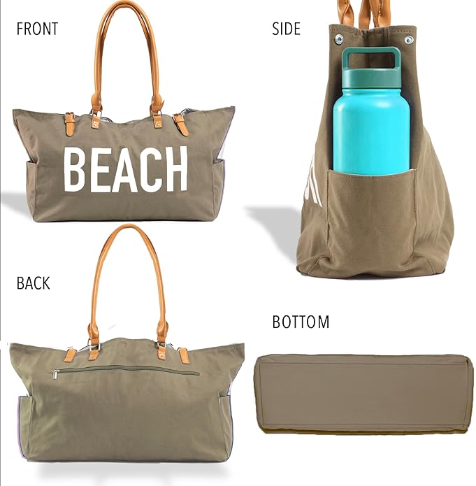 Keho Waterproof Beach Bag with Pockets For Women (Sandproof)