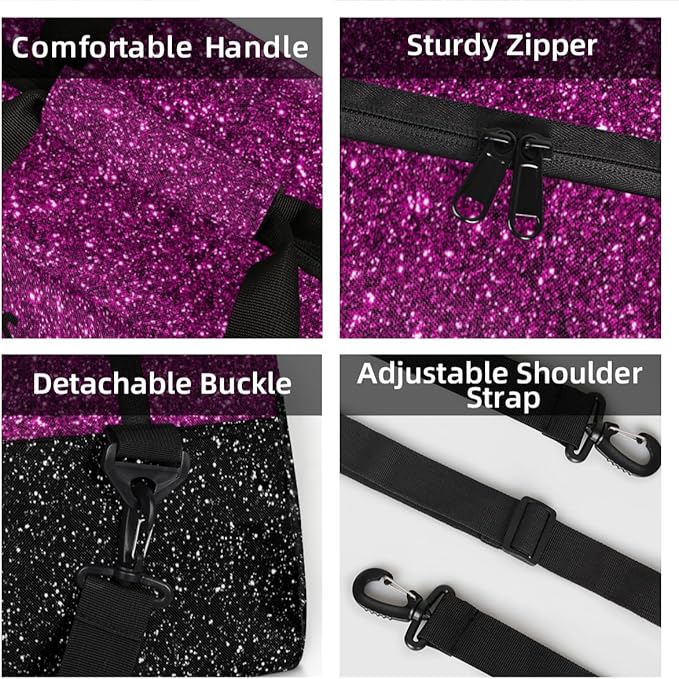 Personalized Glitter Pink Purple Cheer Bag for Cheerleaders, Custom Sport Gym Bag Dance Bag Travel Duffle Bag Cheerleading Gifts for Women