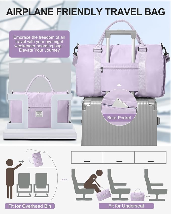 Gym Bag Womens Mens with Shoes Compartment and Wet Pocket Travel Duffel Bag for Women for Plane Sport Gym Tote Bags Swimming Yoga Waterproof Weekend Overnight Carry on Bag Hospital Holdalls