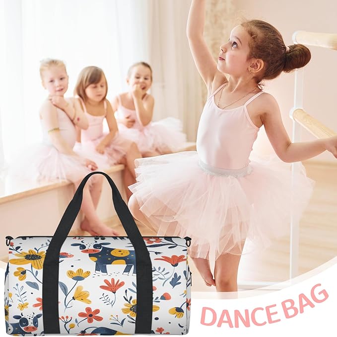 Cows Flower Travel Duffle Bag for Women Men, Overnight Weekender Bag, Carry on Tote for Sport Gym