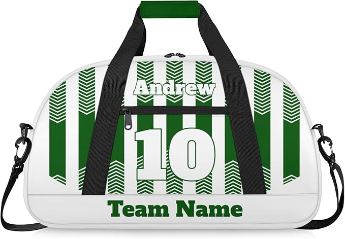 Basketball Soccer Gifts for Boys Girls - Custom Sports Duffle Bag, Personalized Name & Team Bag, Water-Resistant Gym Bag for Basketball, Soccer, Volleyball | Y-Green White