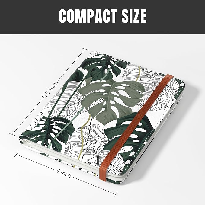 Rimilak Passport Holder, RFID Blocking Passport Cover Wallet Travel Essentials, Leather Travel Air Ticket Documents Organizer Protector for Women and Men, Tropical Plants