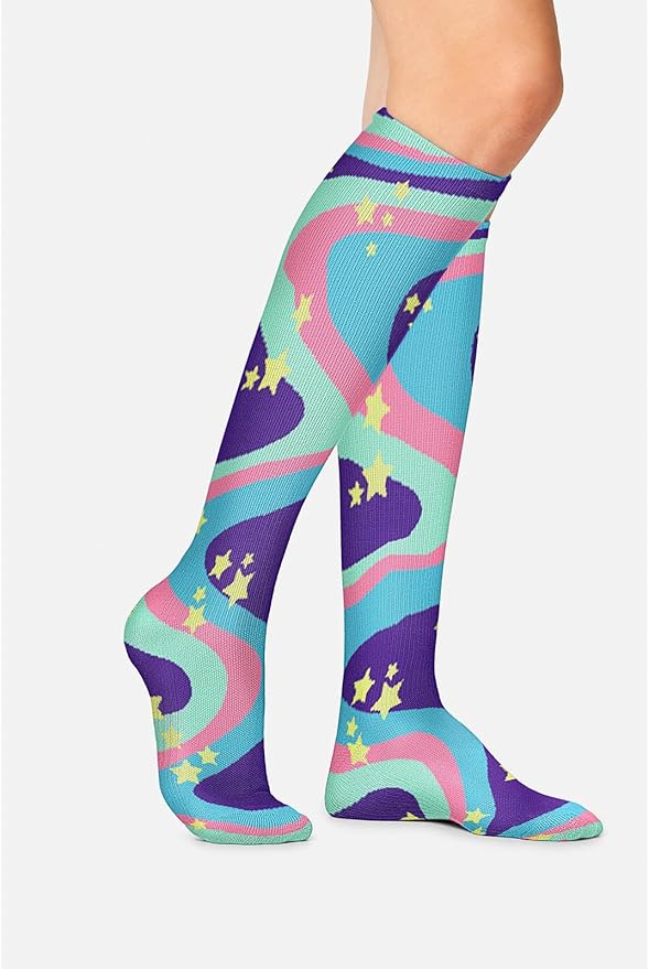 Cherokee Women's 10-15mmHg Compression Socks – Fun Print Knee Highs with Light Support, Soft Feel - PRINTSUPPORT