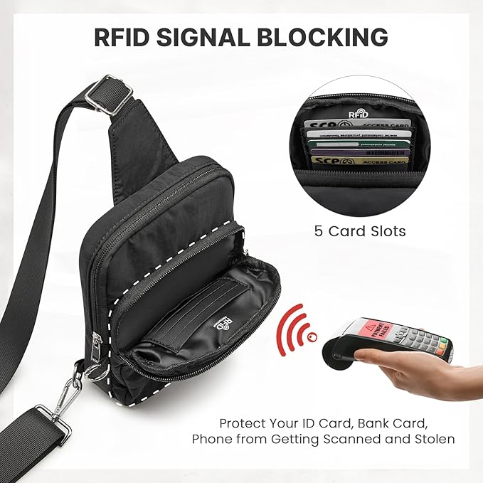 G4Free Small Sling Bag for Women Travel Anti Theft Crossbody Bags with RFID Blocking Card Slots, Black