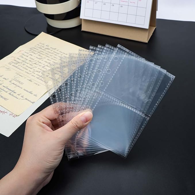 40 Sheets A7 Binder Sleeves Clear Page Protectors 2.6''x2.3 2 Pockets Plastic Photo Album Refill for 6 Ring Binder Cards Cash Photocards
