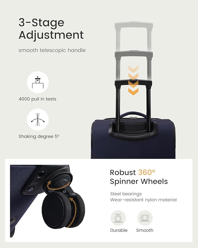 LOVEVOOK Carry On Luggage 22x14x9 Airline Approved, Softside Suitcase with Spinner Wheels for Men Women, 22 Inch Rolling Luggage with TSA Lock Multiple Compartments for Travel Business Trip