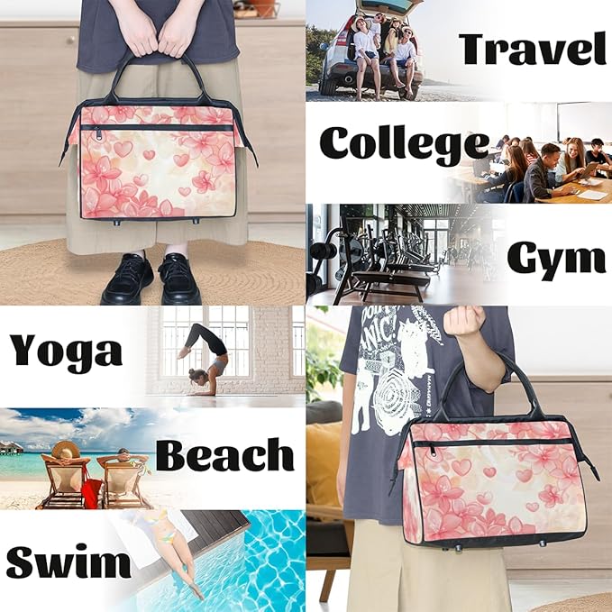 Peach Blossom Design Overnight Weekender Bag for Women Men Travel Duffel Bags Waterproof Luggage Carry on Sports Yoga Gym Bag