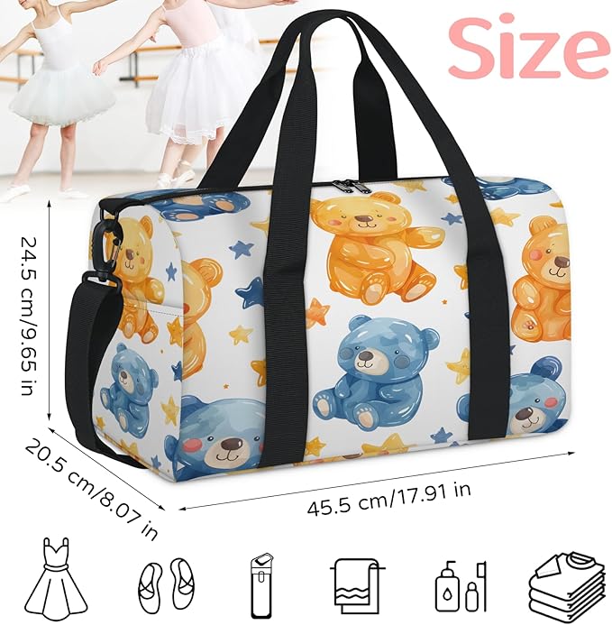 Cartoon Bears Travel Duffle Bag for Women Men, Overnight Weekender Bag, Carry on Tote for Sport Gym