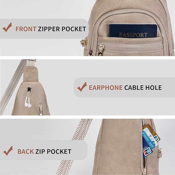 Crossbody Purses Bags for Women Travel, Anti Theft RFID Blocking Sling Chest Bag, Small Vegan Leather Purse for Casual