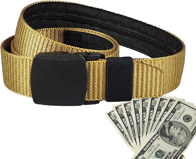 Money Waist Belt, Hidden Travel Pouch, Security Wallet with Blocking, Adjustable Strap for Documents Currency Tickets, Travel Gear, Anti Theft Belt for International Trips