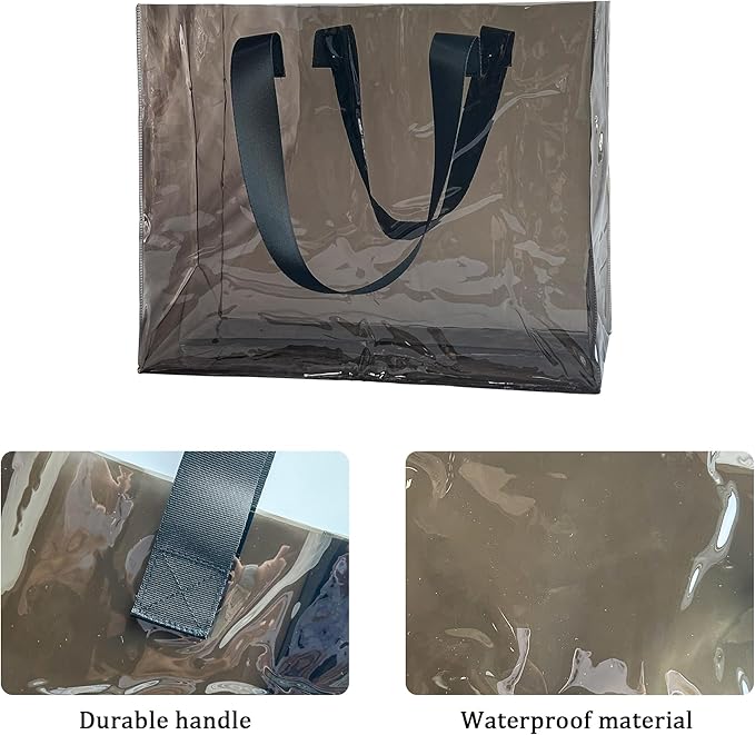 Holographic PVC Beach Bag Waterproof - 18×13×6inch Large Clear Tote for Women Men Pool Travel Sandproof Carry All
