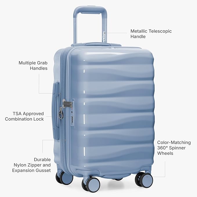 Traveler's Choice Edinburgh II Hardside Spinner Luggage, TSA Lock, Blue, 21" Carry-on