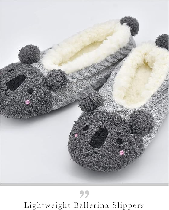 DICUIRD Womens Cute Animal Soft Sole Slipper Socks with Grippers-Fuzzy House Slippers