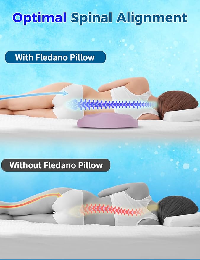 Lumbar Support Pillow for Bed – Floor Pillows & Cushions - Memory Foam Lower Back Pain Relief Pillow for Sleeping, Ergonomic Lumbar Pillow for Side & Back Sleepers, Sciatica & Hip Pain Relief