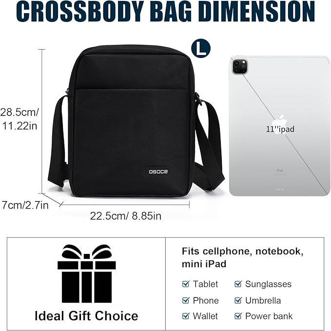 Messenger Bag, Crossbody Bag Shoulder Bag for Men Water Resistant Man Bag Man Purse for Business Office | Slim Business Design, Lightweight Commuter